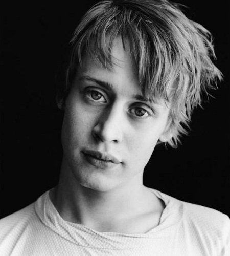 Macaulay Culkin B/W headshot. He was once arrested for drug possession.