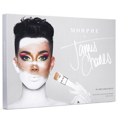 James Charles' on cover of his Morphe x James Charles palette collection product.