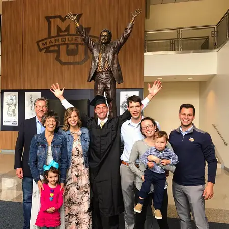 Peter Fornetti with his family, two brothers, one sister, one sister-in-law, a nephew and a niece and his parents,during his graduation from Marquette University.