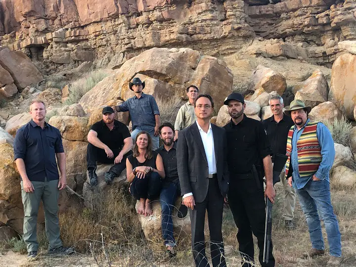 The Secret of Skinwalker Ranch cast with Erik Bard in the back and center.