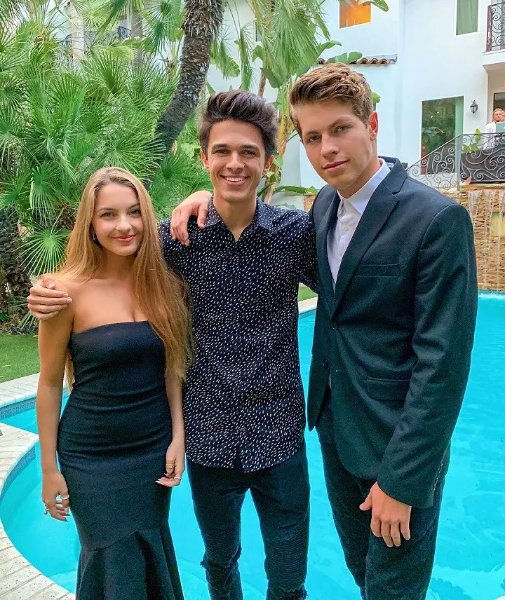 (From Left) Lexi Brook Rivera, Brent Rivera, and Ben Azelart pictured by the pool.