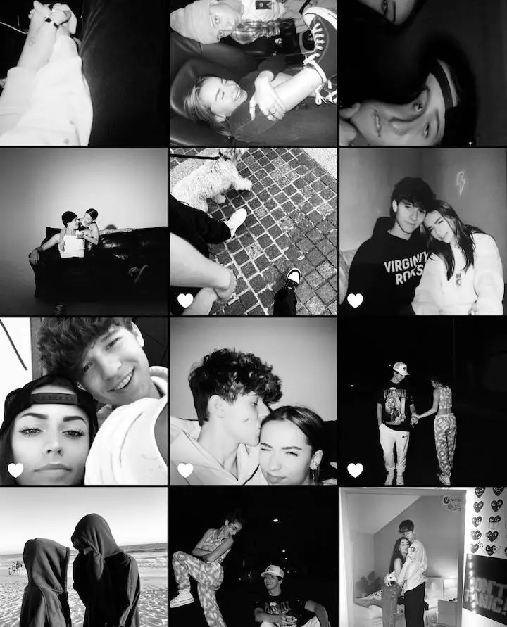 A collage of photos of Katelyn Elizabeth and boyfriend Calvin Falvey together.