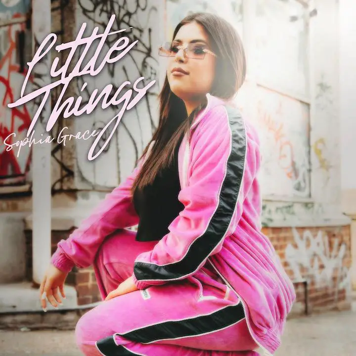 Sophia Grace Brownlee wearing a tracksuit for the cover art for her song 'Little Things'.