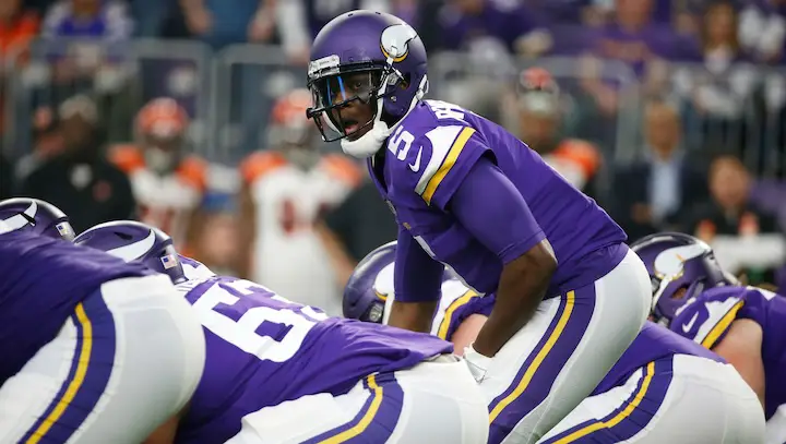 Teddy Bridgewater during a game for the Minnesota Vikings against Cincinnati Bengals in December 2017.