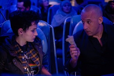 Bex Taylor-Klaus in a scene with Vin Diesel on The Last Witch Hunter.