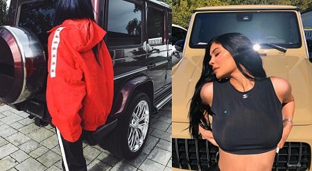 Kylie Jenner with her latter two G-Wagons.