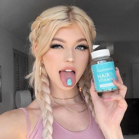 Loren Gray advertising Sugarbearhair's Hair Transplants on Instagram.