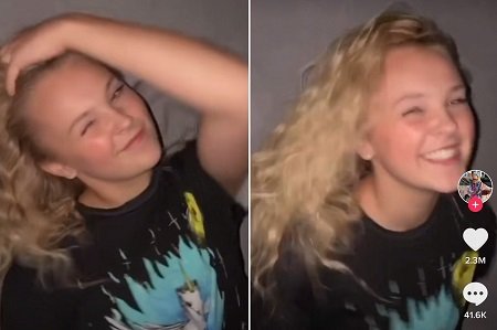 JoJo Siwa without bow and ponytail on TikTok.