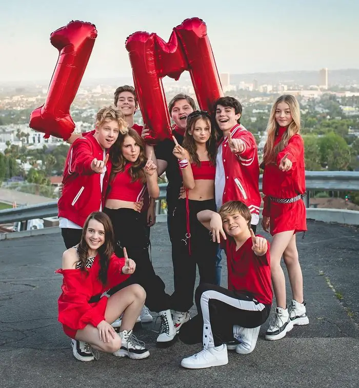 Piper Rockelle and squad celebrating Sophie Fergi's 1 million subscribers on YouTube.