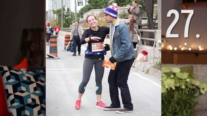 Julie Nolke and her boyfriend just after she completed the marathon.