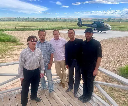 Brandon Fugal with his Skinwalker Ranch team and Award-winning journalist Andrew Adams.