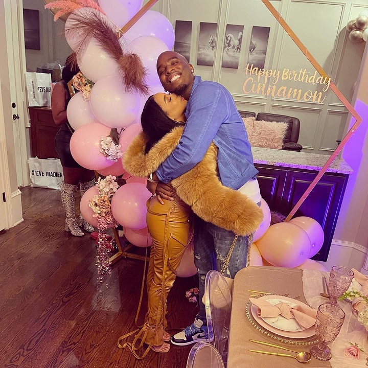 Hitman Holla hugging his girlfriend Cinnamon on her birthday.