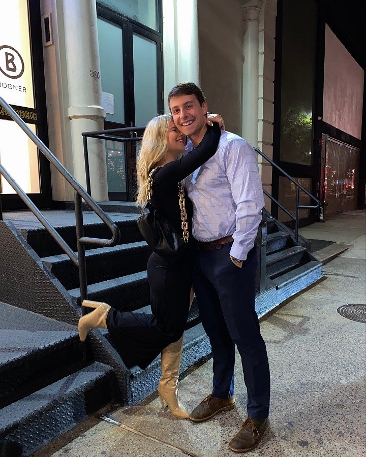 Danielle Carolan (left) hugging boyfriend Ryan Hicks (left) taller than her.