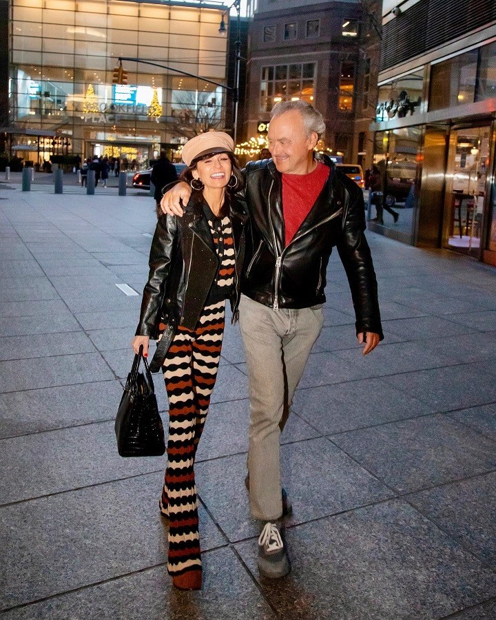 Julia Haart arm-in-arm with husband Silvio Scaglia Haart after a movie outing.