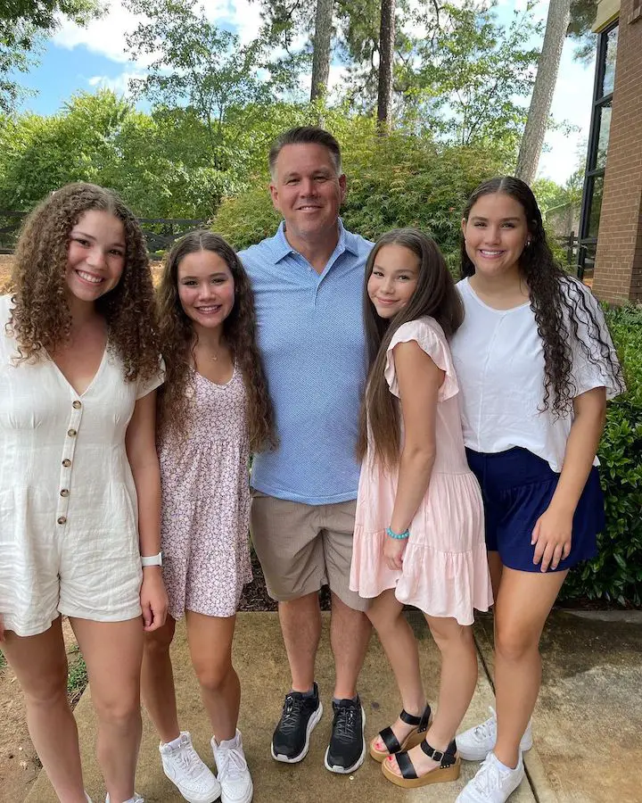 (From left to right) The Haschak Sisters with their father, Madison Haschak, Sierra Haschak, John Haschak, OIivia Haschak, and Gracie Haschak.