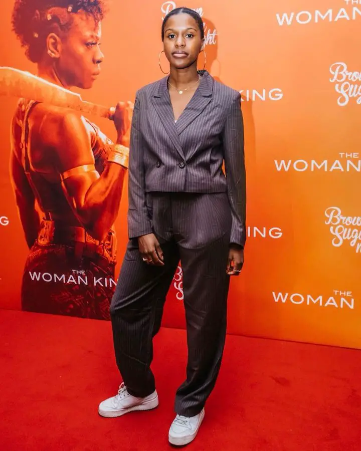 Fadily Camara at the red carpet premiere of the movie, The Woman King, in Le Grand Rex, Paris in September 2022.