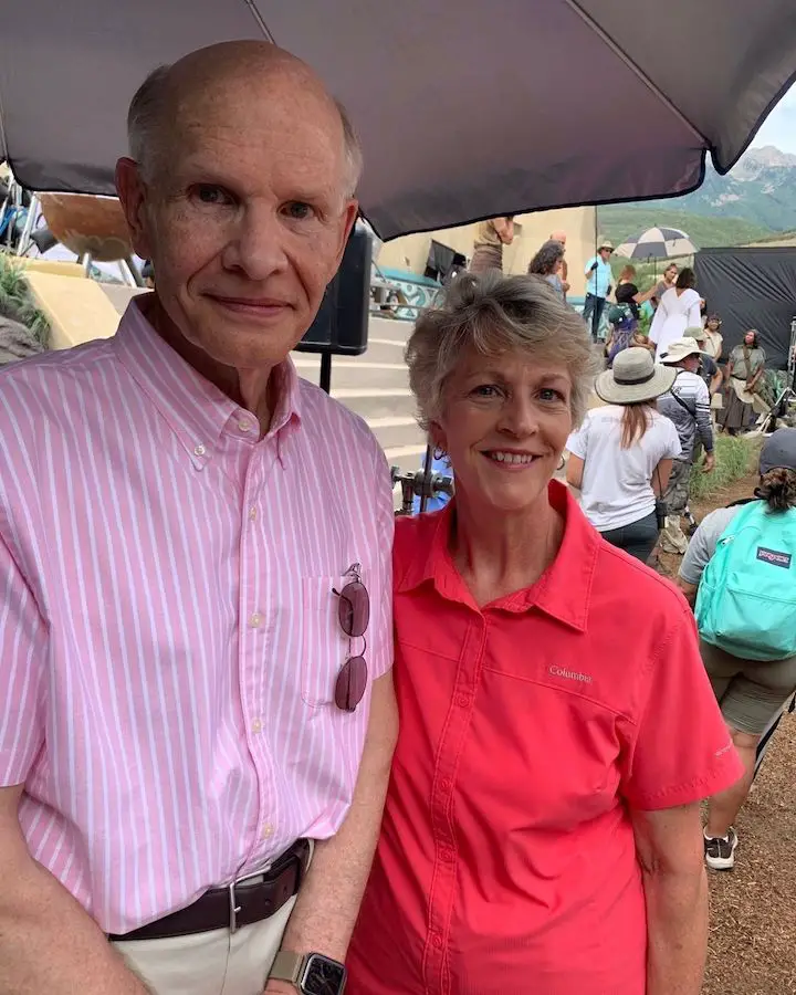 Dale G. Renlund and his wife Ruth at the set for filming for the Church’s production of the Book of Mormon videos.