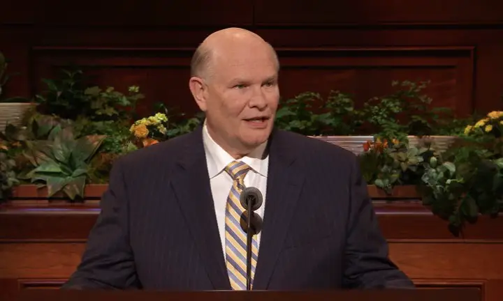 The Church of Jesus Christ of Latter-Day Saints elder Dale G. Renlund speaking at the General Conference in April 2018.