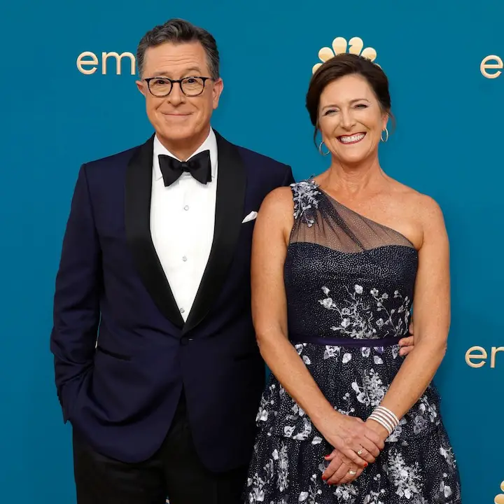 (L-R) Stephen Colbert and his wife Evelyn McGee-Colbert attend the 74th Primetime Emmys at Microsoft Theater on September 12, 2022 in Los Angeles, California.