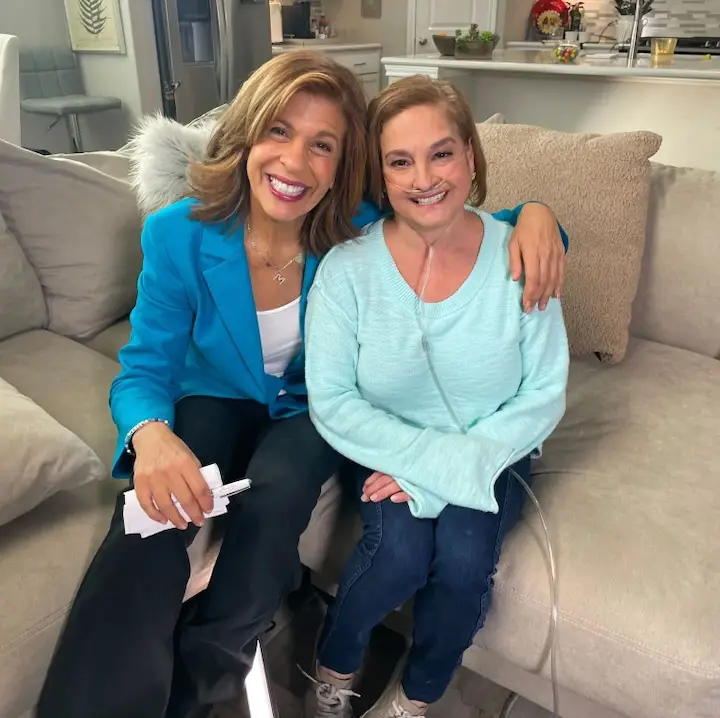 Mary Lou Retton (right) and Hoda Kotb taking a photo during/after their interview on the Today show.