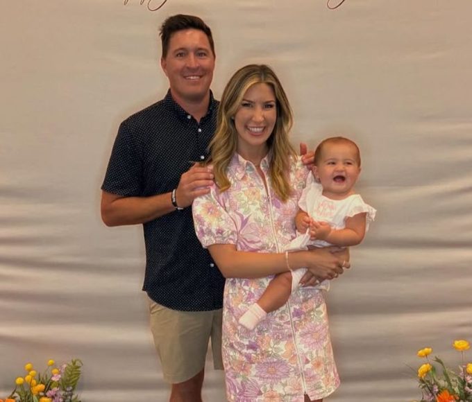 Annie Sabo with her husband, Kevin Roy, and daughter, Mia.