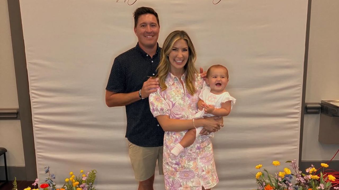 Annie Sabo with her husband, Kevin Roy, and daughter, Mia.