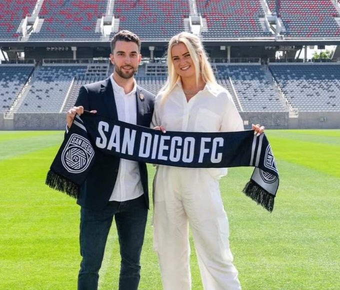 Lindsey Horan with her husband, Tyler Heaps.