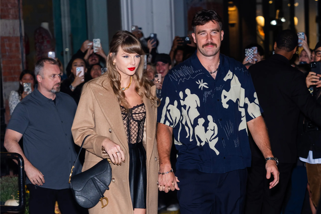 Travis Kelce with his wife, Taylor Swift.