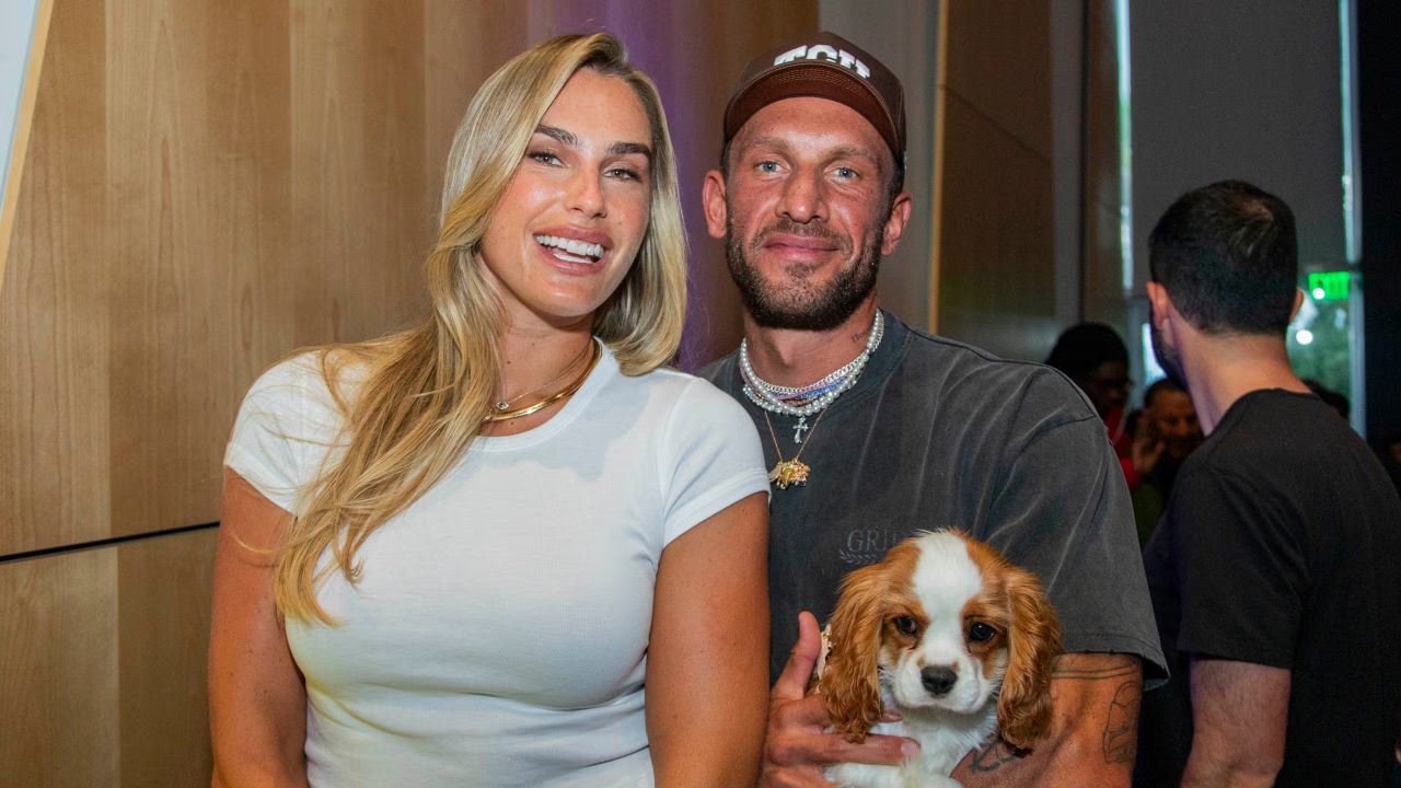 Aryna Sabalenka with her fiancé, Georgios Frangulis.